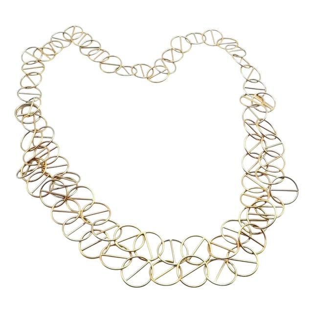 1990s Hermes Caleche Extra Long or Layered Circle Link Yellow Gold Chain Necklace For Sale
