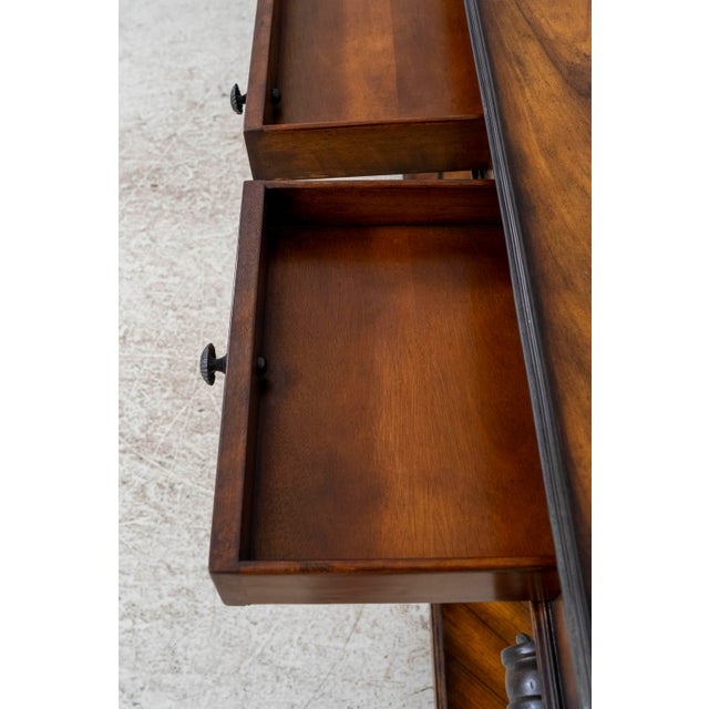 Wood Theodore Alexander Mahogany & Figural Bronze 3 Drawer Console Table For Sale - Image 7 of 18