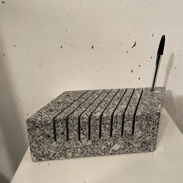 Petting Pot and asymmetrical postmodern stone envelopes Circa 1980. Perfect condition. Very heavy.