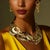 2010s Oscar De La Renta 22k Gold Plated Hammered Chain Link Statement Collar Necklace For Sale - Image 5 of 15