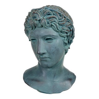 Mid Century Vintage Classical Greek Terra-Cotta Bust For Sale