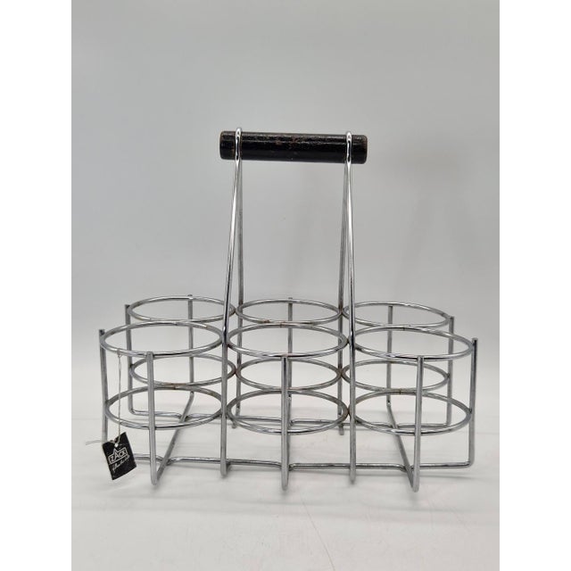 Vintage 6-Bottle Rack in Chrome-Plated Steel and Wood from Zack, 1980s For Sale - Image 3 of 11