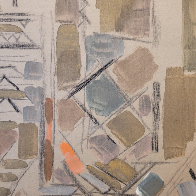 Textile Reynold Henri Arnould, New York Subway, Early 20th Century, Canvas & Cardboard, Framed For Sale - Image 7 of 18