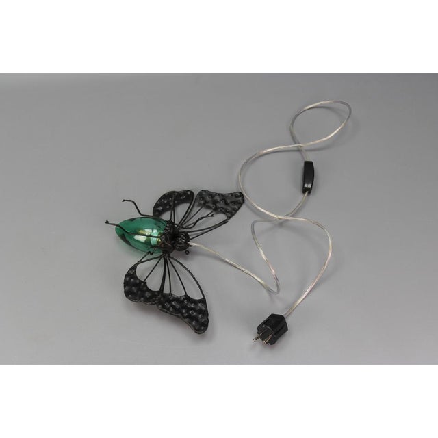 Mid-Century Modern Metal and Green Murano Glass Wall Lamp Butterfly, Italy, 1960s For Sale - Image 16 of 18