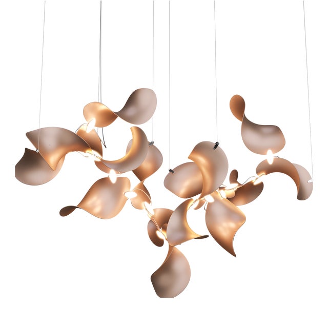 Dune 16 Cluster Chandelier with Shades in Copper Metallic Tone by Daniel Becker for Moss Objects For Sale