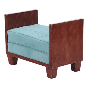 A Jean-Michel Frank Style Straw Marquetry Upholstered Bench, Contemporary