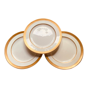 Minton for Tiffany & Co. Bone China Dinner Plates, Raised Gold Gadroon Border, Set of 3 | C. 1904