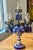 1960’s Vintage Delft-Style Blue Hand-Painted Floral Motifs on White Porcelain Table Lamp With 5 Arms For Sale - Image 9 of 12