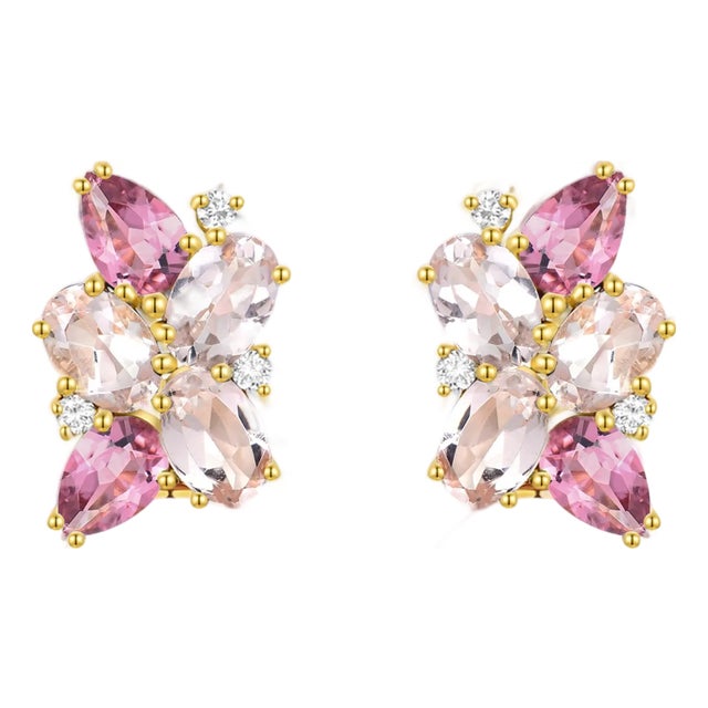 Nina Zhou 5.30 CTW Morganite, Pink Tourmaline and Diamond Freshwater Pearl Convertible Drop Earrings For Sale