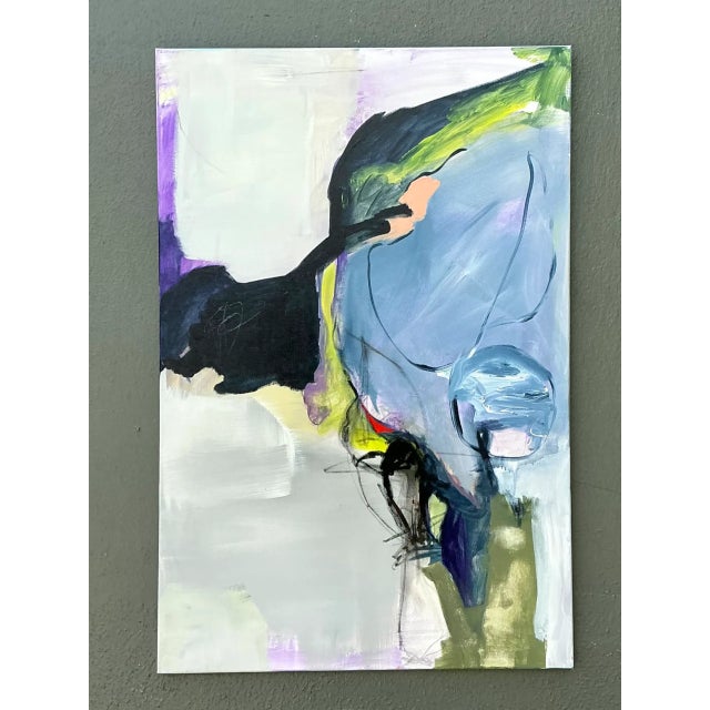 This vintage oil painting on canvas is a striking example of Abstract Expressionism, the mid-20th-century movement defined...