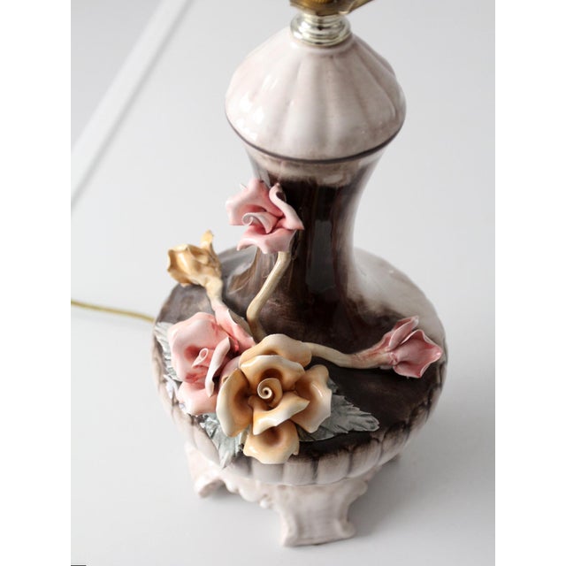 Mid 20th Century Italian Capodimonte Porcelain Floral Lamp For Sale - Image 10 of 13