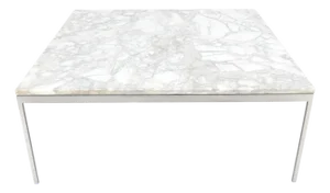 Solid Stainless Steel Marble Top 42x42 Square Mid Century Modern Coffee Table