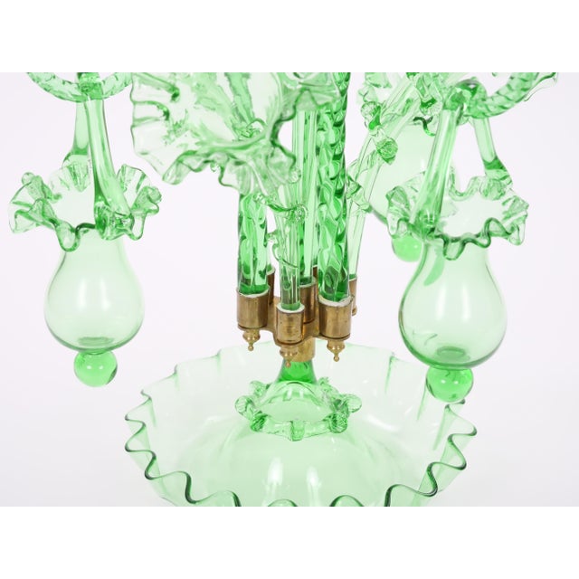19th Century Victorian Style Italian Glass / Brass Epergne Centerpiece Vase For Sale - Image 10 of 18