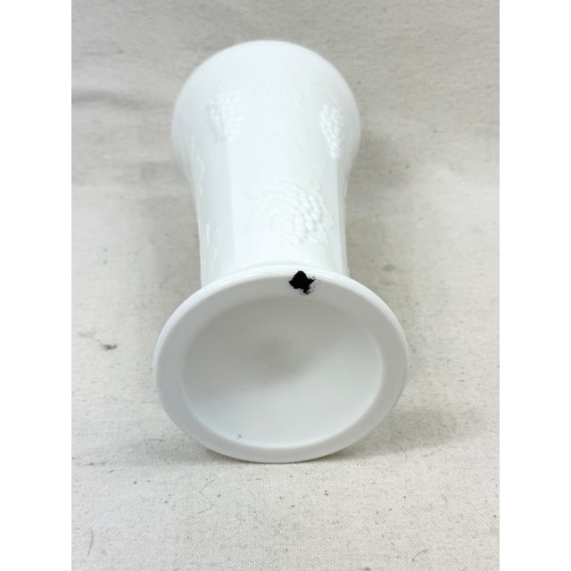 Vintage Grape Vine Design Milk Glass Vase For Sale - Image 9 of 9