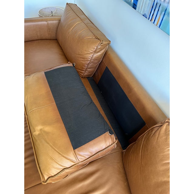 Contemporary West End Modern Genuine Leather Sofa For Sale - Image 3 of 4