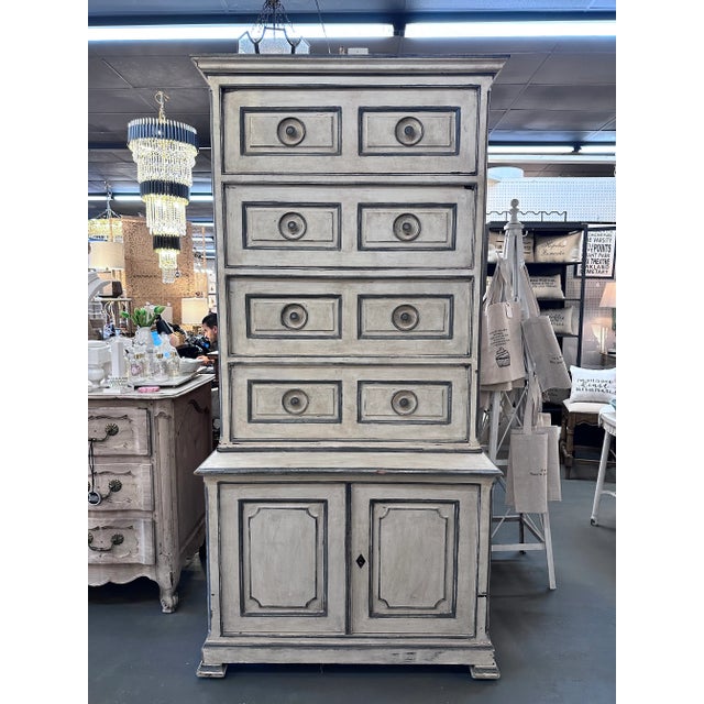 Painted French Louis Philippe Notary Cabinet. This unique and one of a kind cabinet would be beautiful in any room. The...