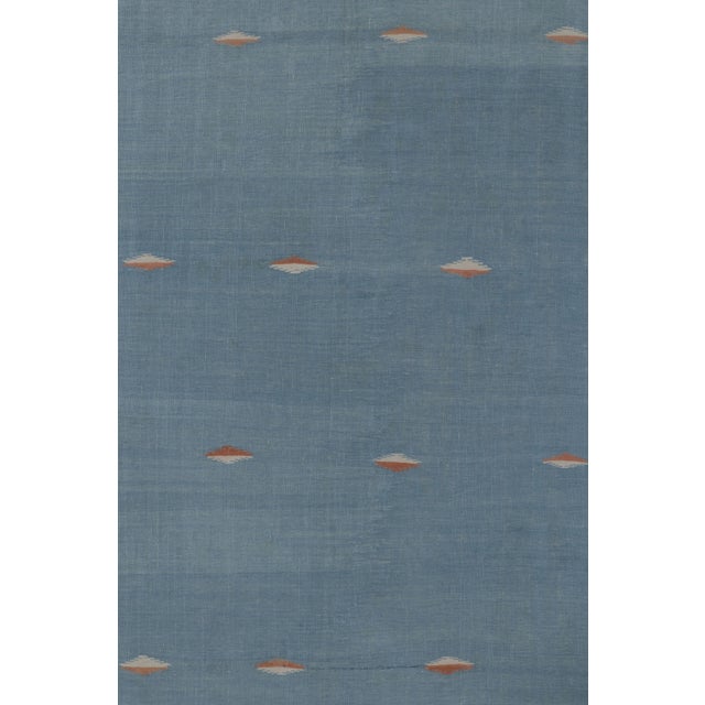 Vintage Dhurrie Rug in Ocean Blue With Rhythmic Accents - Rug & Kilim For Sale In New York - Image 6 of 7