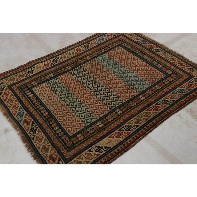 Rug & Kilim Antique Kuba Rug in Red and Beige-Brown With Geometric Patterns - Rug & Kilim For Sale - Image 4 of 7