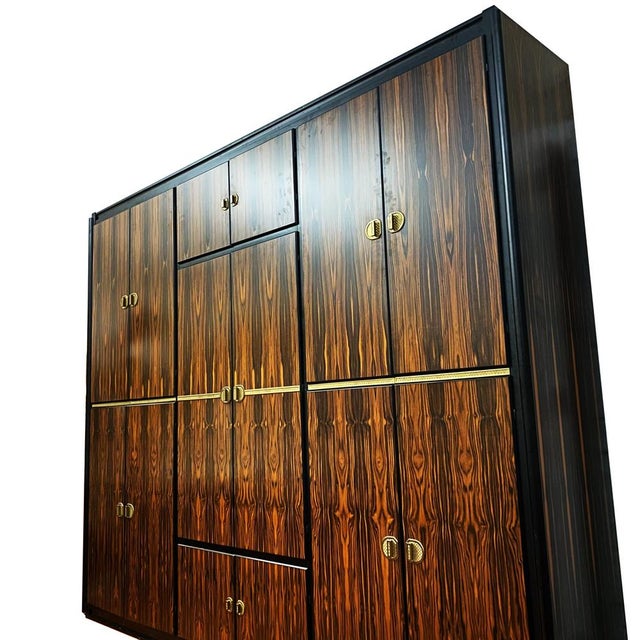 Macassar Ebony and Brass Wardrobe by Adalberto Caraceni for Modernindustria, 1970s For Sale - Image 9 of 18