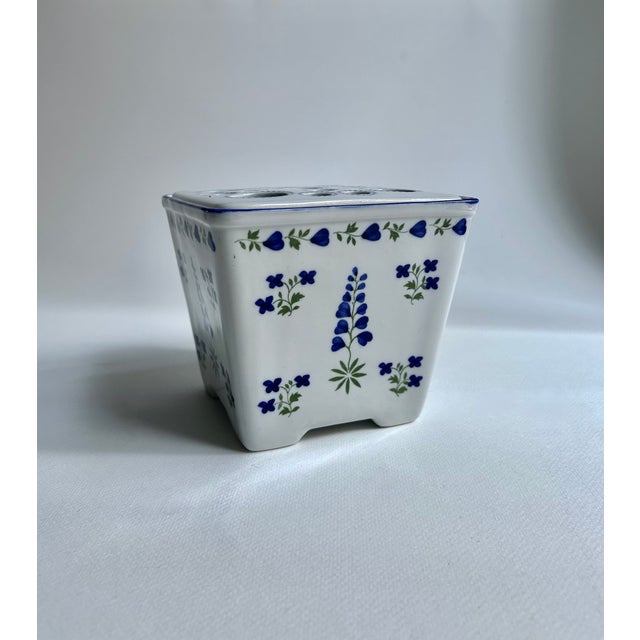 Vintage Andrea for Sadek "Blue Lupine" Porcelain Flower Brick For Sale - Image 4 of 17