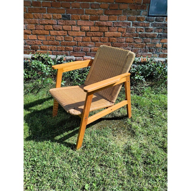 Italian Armchair with Woven Seat, 1960s For Sale - Image 6 of 8