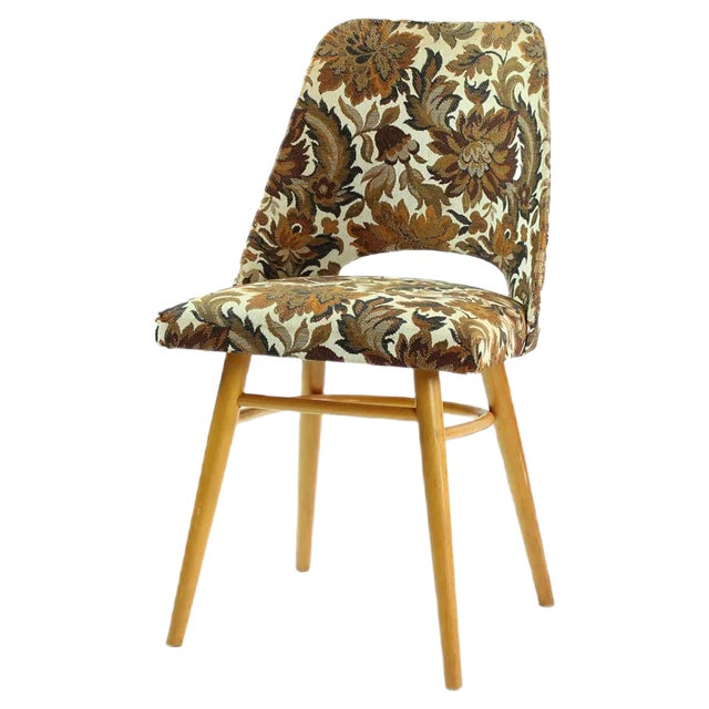 Fabric and Wood Floral Dining Chair from Drevotvar, 1960s For Sale