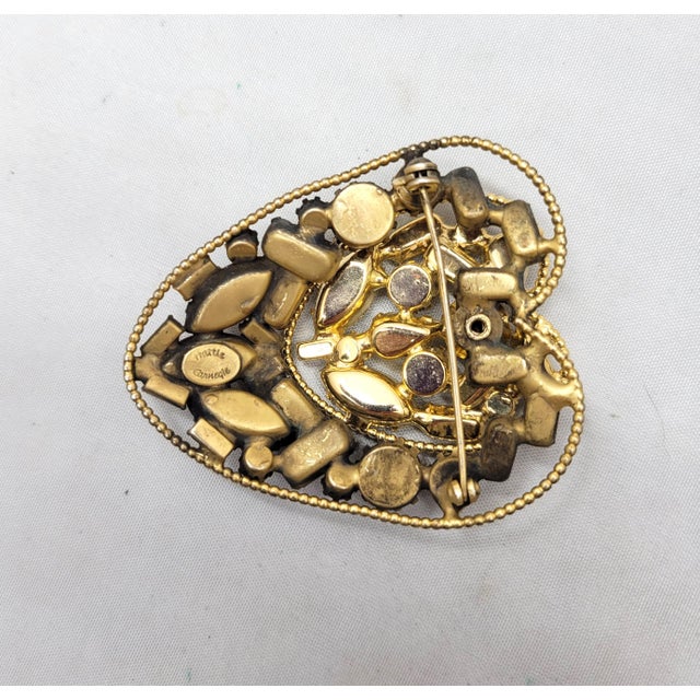 Vintage 1950s Signed Hattie Carnegie Faux-Topaz & Clear Rhinestone Brooch For Sale In Philadelphia - Image 6 of 7
