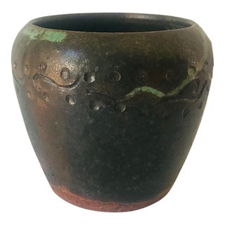 Signed Vintage Pottery Planter With Drainage For Sale