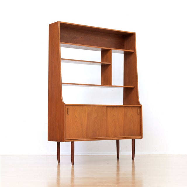 Mid Century Teak Bookcase Room Divider For Sale In Los Angeles - Image 6 of 12