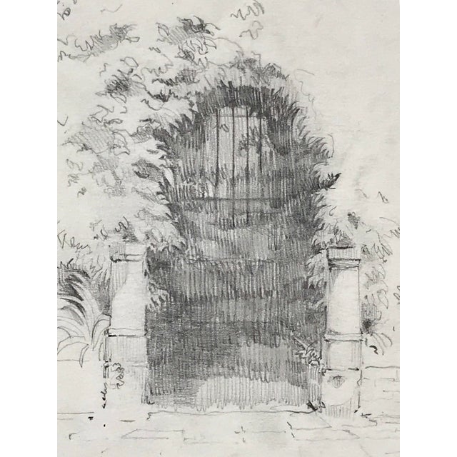 Vintage Original Drawing Of Garden Gate Entrance Chairish