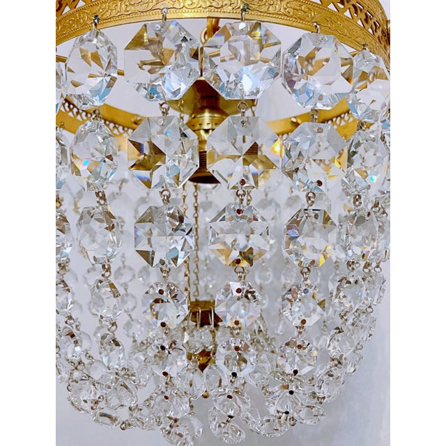 1950s Italian Brass Basket Chandelier For Sale - Image 4 of 9