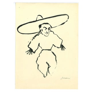 Mino Maccari, The Scarecrow, Original Tempera Drawing, 1960s For Sale