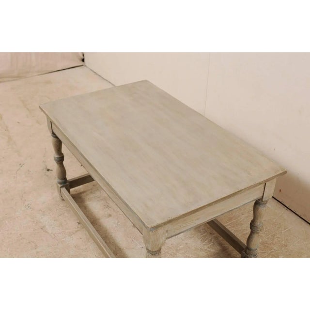 French Mid-20th Century Painted Wood Coffee Table on Turned Legs For Sale In Atlanta - Image 6 of 10
