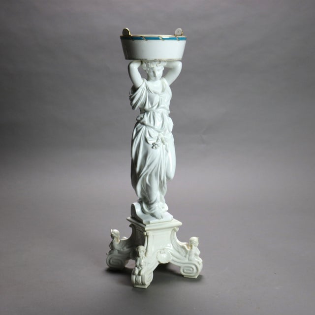 Late 19th Century Antique French Neoclassical Blanc De Chine Figural Porcelain Compote C1890 For Sale - Image 5 of 8