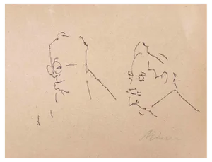 Mino Maccari, Portraits, Pen Drawing, 1960s