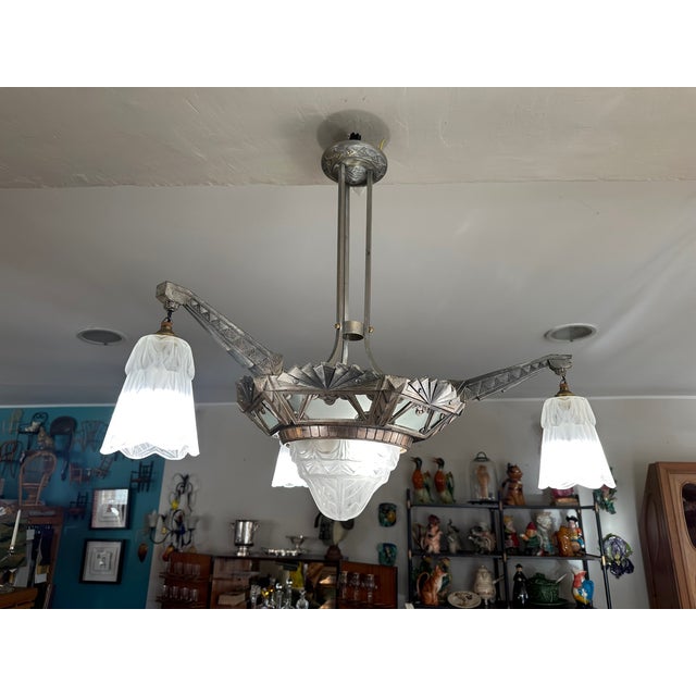 1930s Art Deco Chandelier, 1930 For Sale - Image 5 of 14