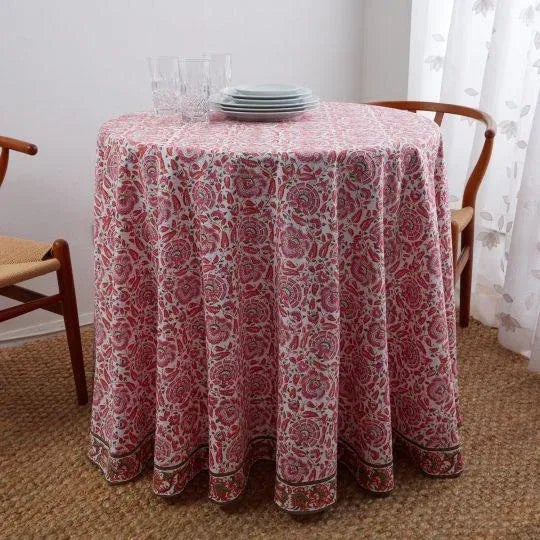 The classic Riyad design depicting elaborate flowers and vines stands out beautifully in the celebrated Indian color...