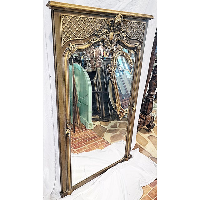 Gold 19c French Rococo Louis XV Style Gilt Wall Mirror For Sale - Image 8 of 8