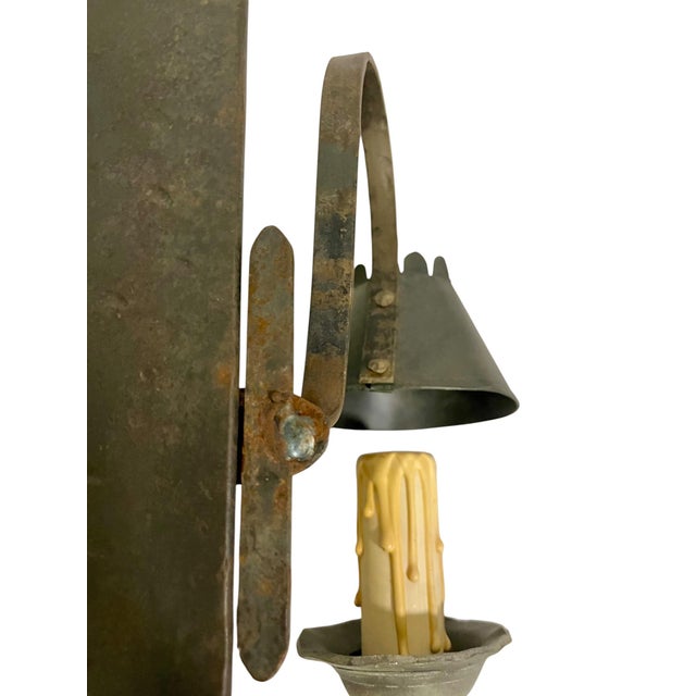 Mid 20th Century Brutalist Hand Forged Iron and Pewter Wall Sconce For Sale - Image 17 of 18