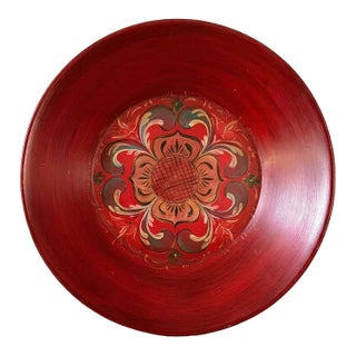 Vintage Rosemaling Toleware Bowl | Hand Painted Scandinavian Folk Art For Sale
