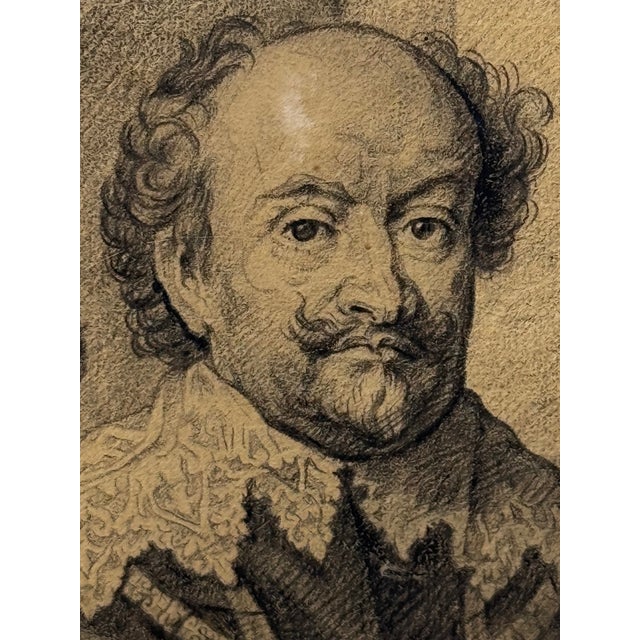 Baroque Old Master Portrait in Graphite: John Viii, Count of Nassau, Lord of Cattenell and Beilstein, in Armor — After Van Dyck C1800s For Sale - Image 3 of 18