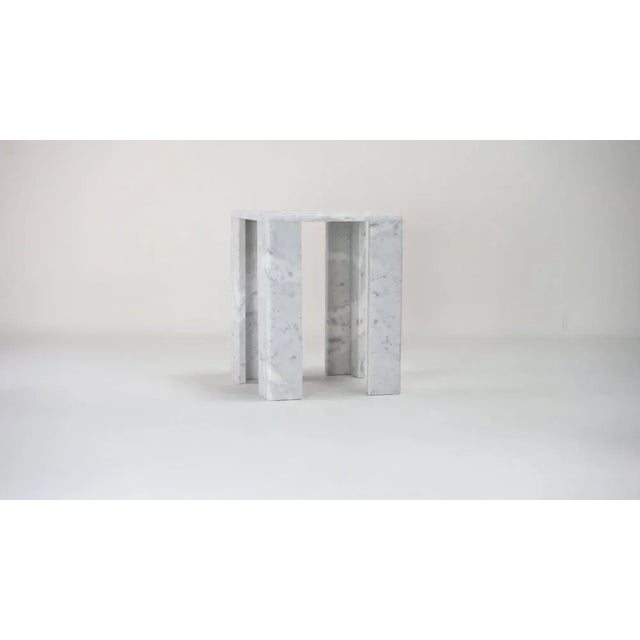 Carrara Marble Chunky02 Side Table by Nicola Di Froscia for DFdesignlab For Sale - Image 6 of 7