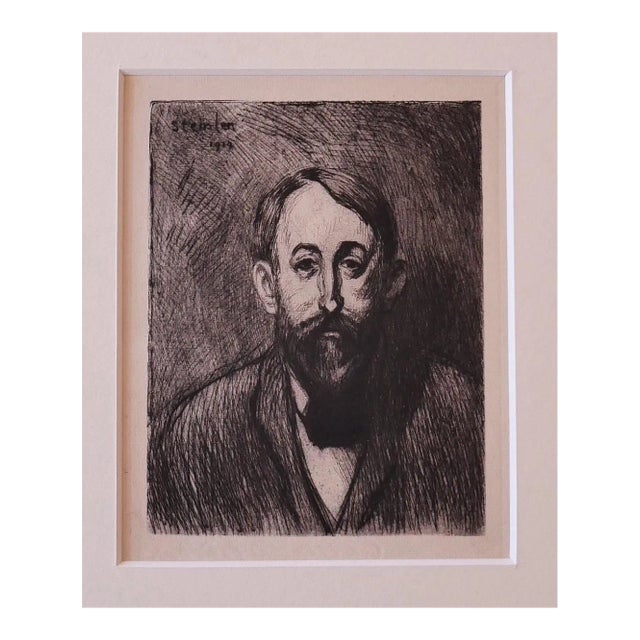 Théophile Alexandre Steinlen, Portrait, Etching, 1914 For Sale