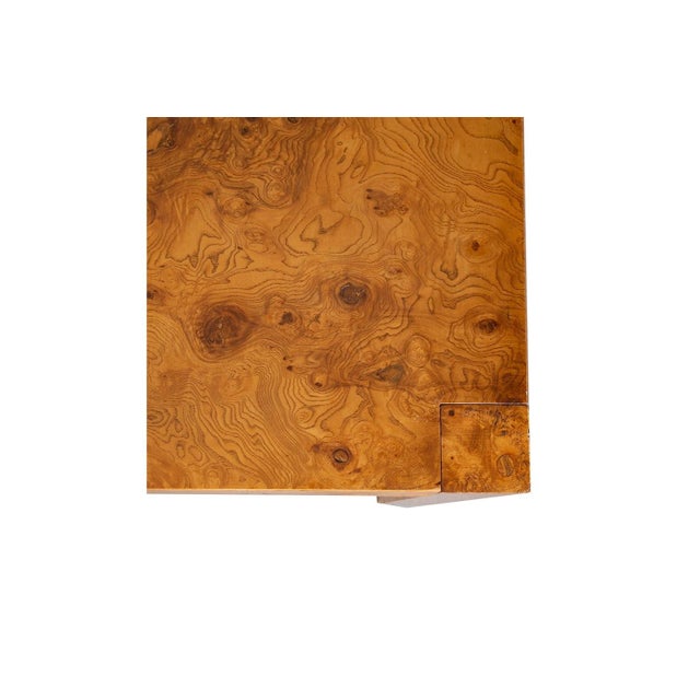 1970s Mid-Century Burl Wood Parsons Dining Table in the Style of Milo Baughman For Sale - Image 5 of 14