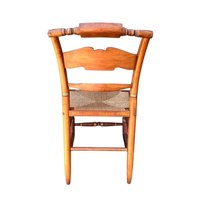 Mid 20th Century Ethan Allen Hitchcock Maple American Eagle Back Rush Seat Chair For Sale - Image 5 of 8