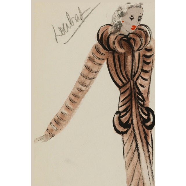 Bunny Williams Home Vintage French Fashion Art Print – Brown Art Deco Illustration, 30" X 40" For Sale - Image 4 of 8