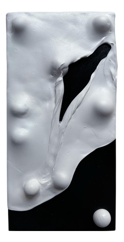 Vera Vizzi, Domino Seven Modular Wall Relief Sculpture, 2026, White Foam Clay on Wood Panel