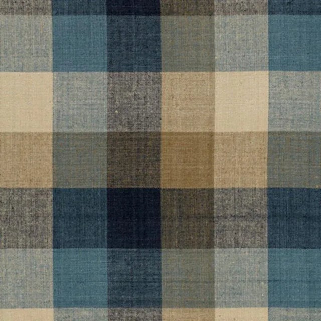 Sample - Schumacher Graylyn Plaid Fabric in Indigo For Sale