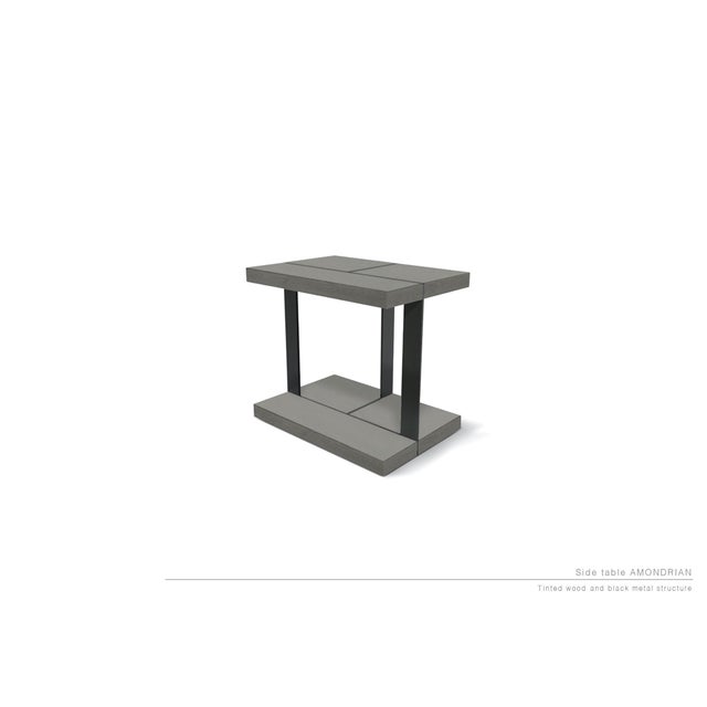 Contemporary Brushed Oak Amondrian Side Table by LK Edition For Sale - Image 3 of 5