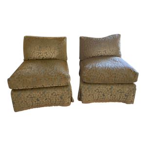 Cameron Collection Slipper Chairs by George Cameron Nash in Larsen Fabric - a Pair